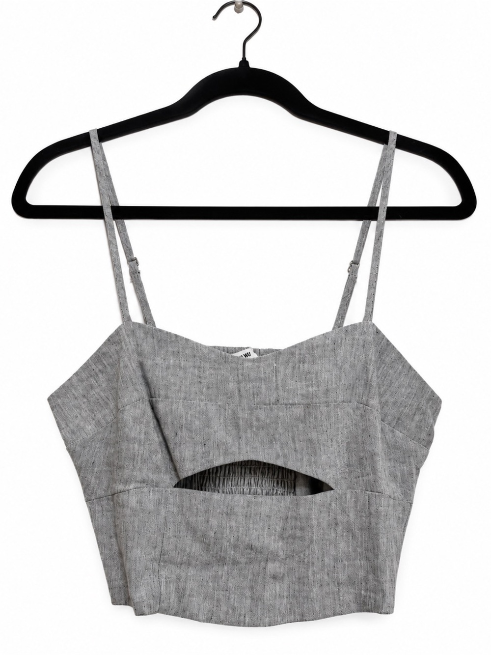 Jason Wu Gray Cutout Crop Top Size S Smocked Back Cami NWOT
